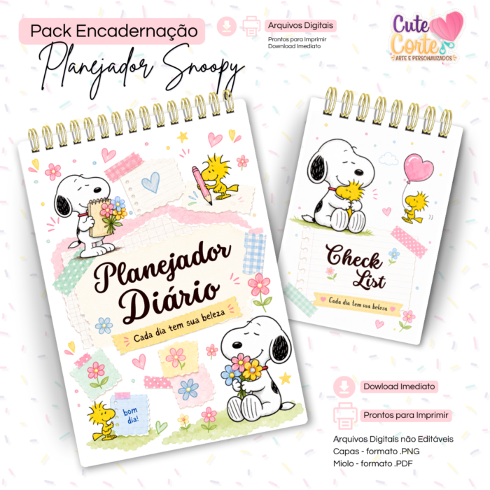 Pack Planejador Snoopy - Bloco Decorado A5 + CheckList A6 + Extras - Imagem 4