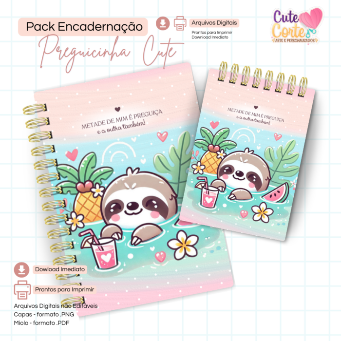 Preguicinha Cute - Caderno Pautado A5 + Bloquinho A6 + Extras - Imagem 2