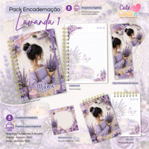 Lavanda N1 - Caderno Pautado A5  + Bloquinho A6 + Extras