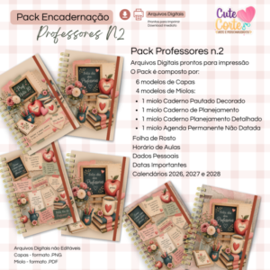 Pack Professores N2 - A5  - Caderno + Planejamento + Agenda Não Datada