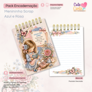 Bloquinho A6 - Scrap Rosa e Azul