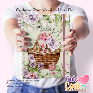 Haja Flor - Caderno Pautado A5  + Bloquinho A6