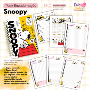 Pack Snoopy A5 - 8 Capas / 4 Miolos